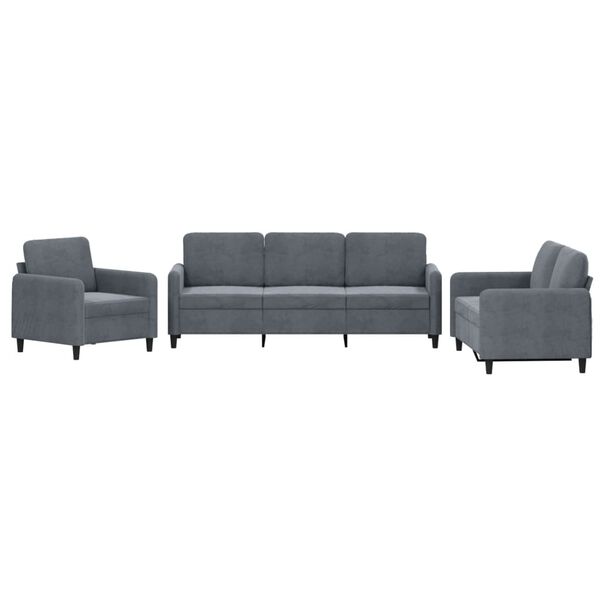 vidaXL Sofa Set Dark Grey Velvet (100% polyester), metal, plywood Large