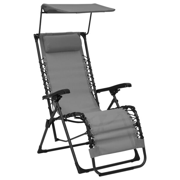 vidaXL Folding Deck Chair Textilene Gray