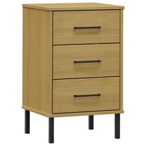 vidaXL Bedside Cabinet Brown Solid pine wood, metal Bedside Cabinet