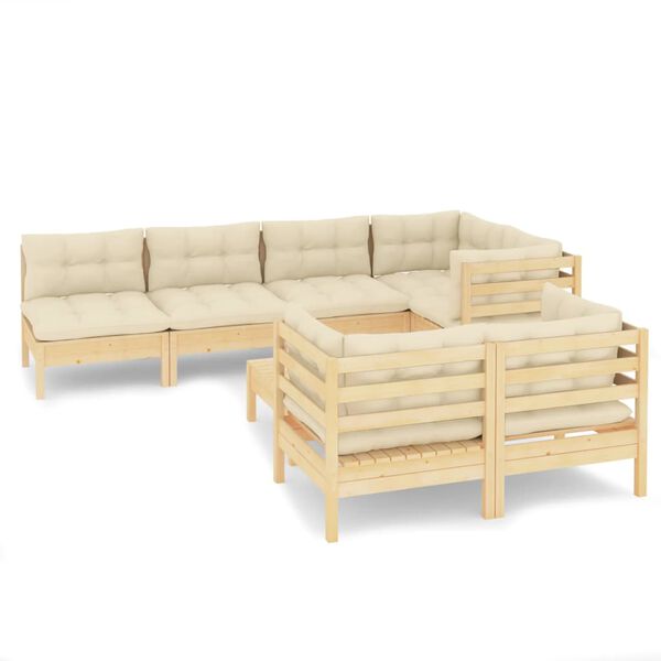 vidaXL Garden Lounge Set Cream Solid pinewood, fabric (100% polyester)