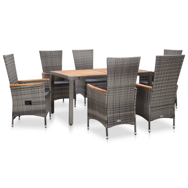 vidaXL Outdoor Dining Set Grey and Acacia wood color