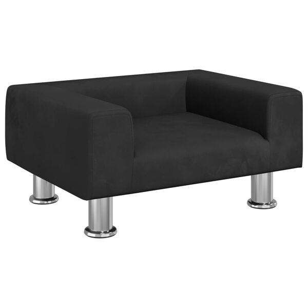 vidaXL Kids Sofa Black Velvet (100% polyester), solid pine wood, foam Mini