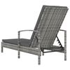 vidaXL Sun Lounger Grey PE Rattan Large Adjustable Backrest