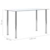 vidaXL Dining Table Transparent Tempered glass, Stainless steel Medium