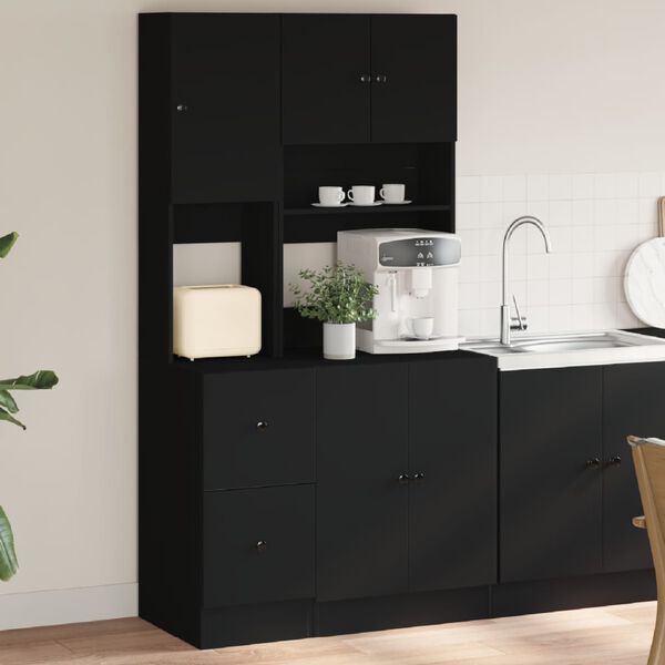 vidaXL Kitchen Cabinet Black 37.4"x19.7"x70.9" Engineered Wood
