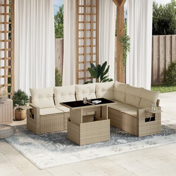 vidaXL Garden Sofa Set Beige