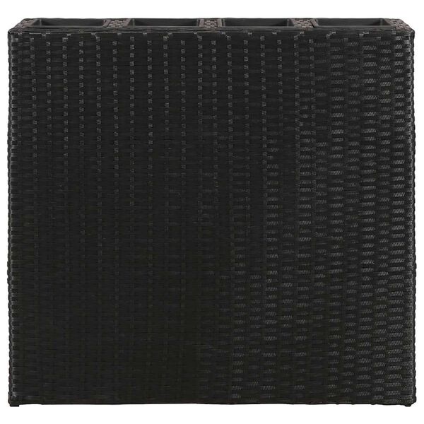 vidaXL Raised Bed Black Poly rattan frame, plastic pots Large