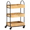 vidaXL 3-Tier Kitchen Trolley 18.1"x11.8"x29.9" Solid Mango Wood