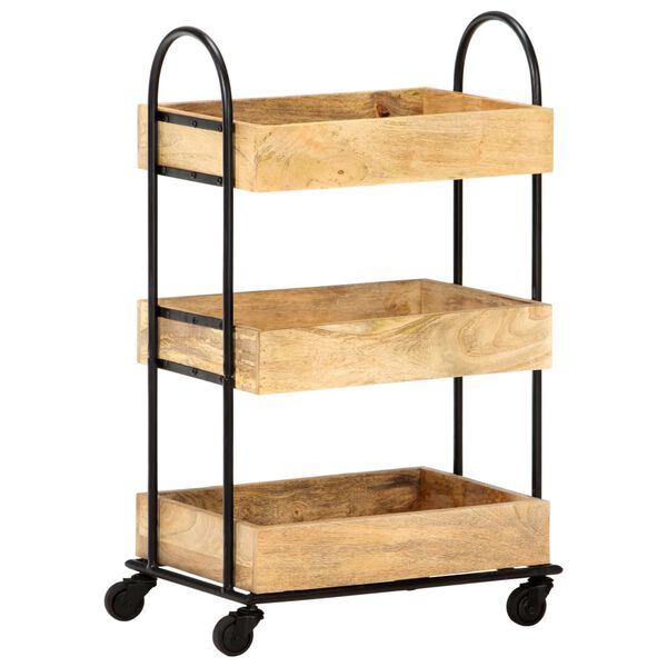 vidaXL 3-Tier Kitchen Trolley 18.1"x11.8"x29.9" Solid Mango Wood