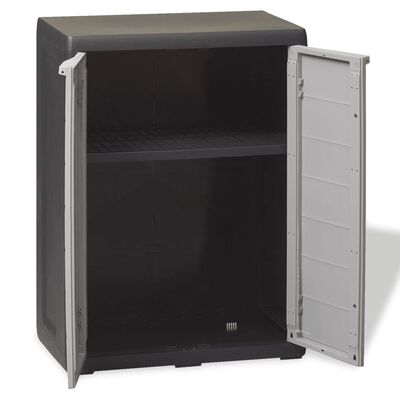 vidaXL Garden Storage Cabinet with 1 Shelf Black and Gray