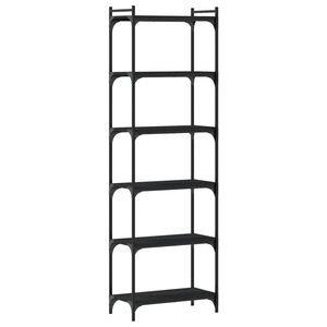 vidaXL Bookcase Black Engineered Wood, Metal 23.6 x 11.8 x 74.0 in