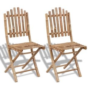 vidaXL Garden Chair Set of 2 Bamboo Solid bamboo Medium Foldable
