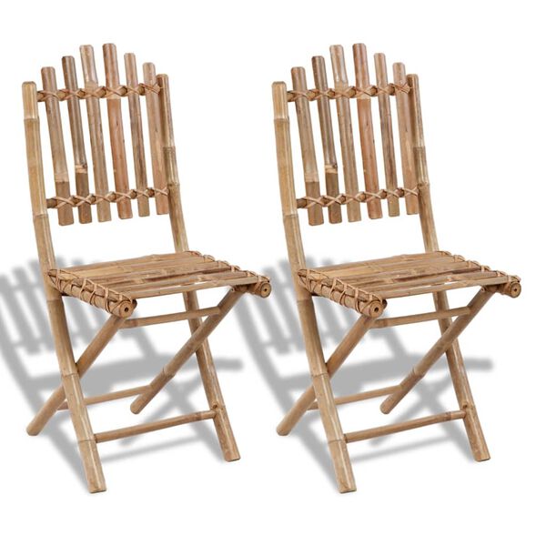 vidaXL Garden Chair Set of 2 Bamboo Solid bamboo Medium Foldable