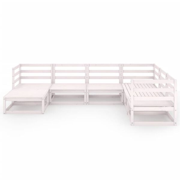 vidaXL Garden Lounge Set White Solid pine wood Large Modular