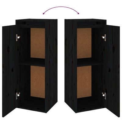 vidaXL Wall Cabinet Black 11.8"x11.8"x31.5" Solid Wood Pine