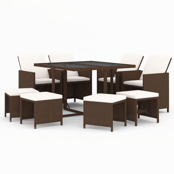 vidaXL Garden Dining Set Brown and Cream White