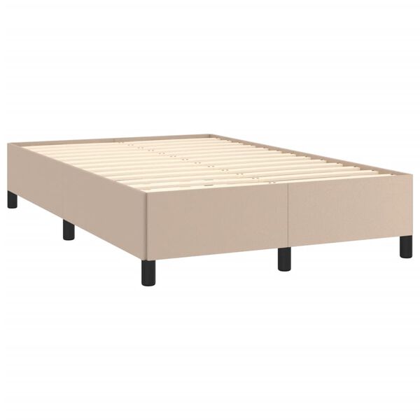 vidaXL Box Spring Bed with Mattress Cappuccino, White Faux leather Full