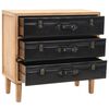 vidaXL Drawer Cabinet Natural wood with black details