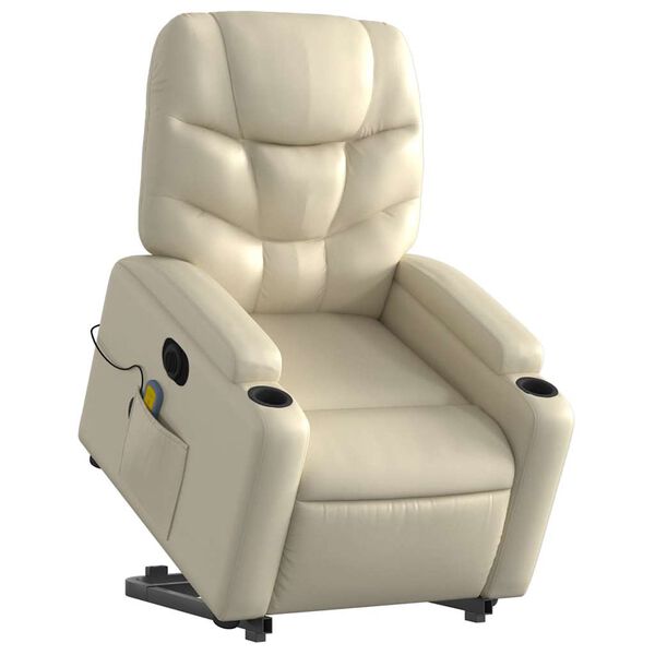 vidaXL Electric Stand Up Massage Recliner Chair Cream
