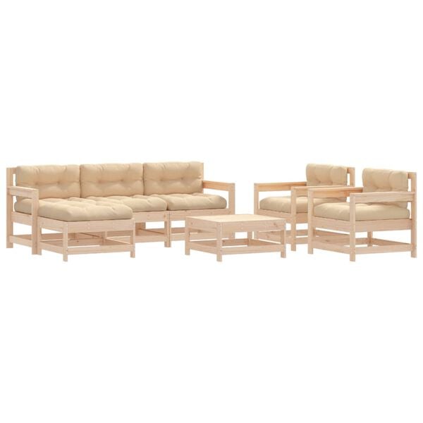 vidaXL Garden Lounge Set Beige Solid pine wood Medium Modular