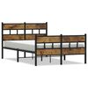 vidaXL Bed Frame Black, Smoked Oak Iron, Engineered Wood Small Double