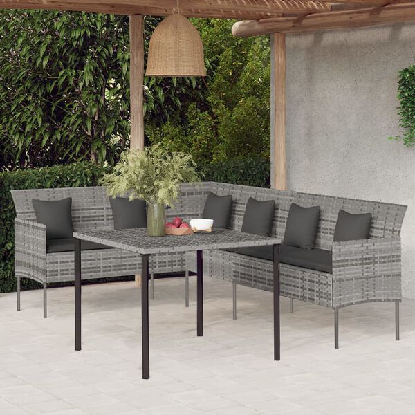 vidaXL Garden Dining Set Grey, Anthracite PE Rattan, Powder-Coated Steel