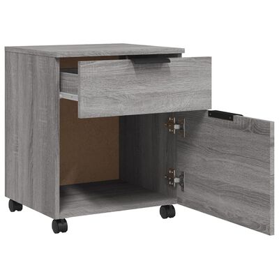 vidaXL Mobile File Cabinet with Wheels Gray Sonoma 17.7"x15"x21.3" Engineered Wood
