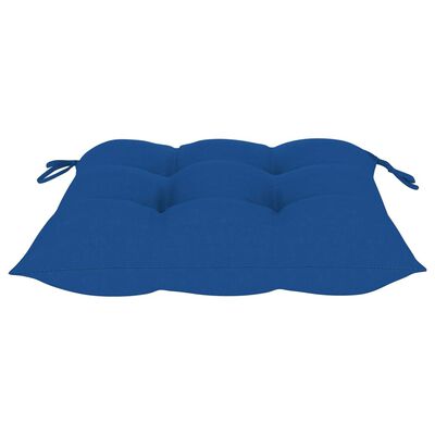Flat blue tufted seat cushion with ties