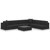 vidaXL Sofa Set Black rattan, black cushion, red pillows