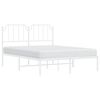 vidaXL Bed Frame White Powder-Coated Steel Double Bed Frame