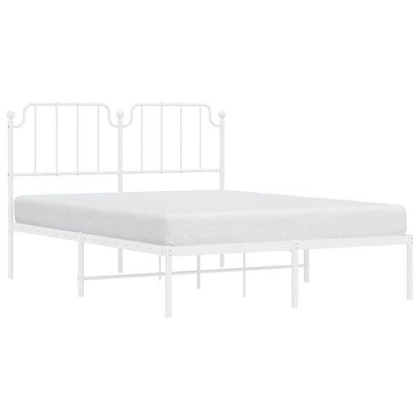 vidaXL Bed Frame White Powder-Coated Steel Double Bed Frame