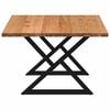 vidaXL Dining Table Light Brown, Black Solid Oak Wood, Powder-Coated Steel