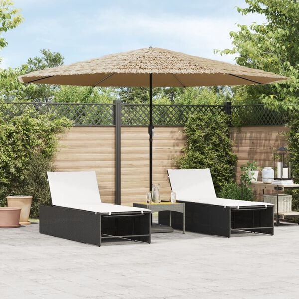 vidaXL Garden Parasol Brown Polyester, Powder-Coated Steel Large