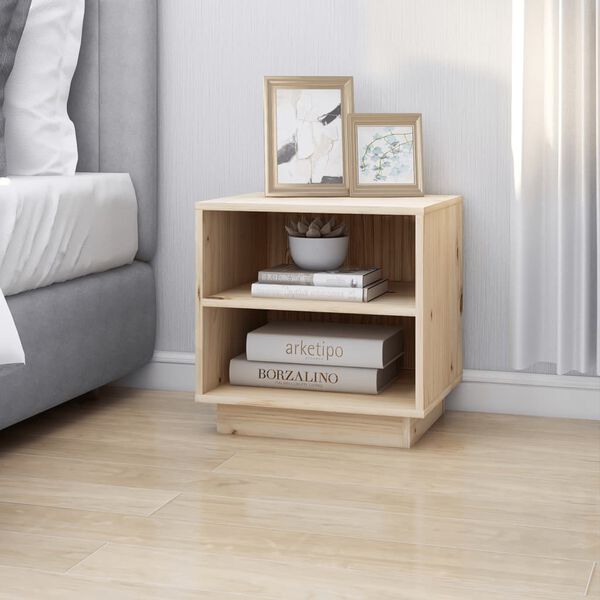 vidaXL Bedside Cabinet Set of 2 Natural wood Solid pinewood Medium