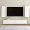 vidaXL TV Cabinet High Gloss White Engineered Wood Wall Mounted