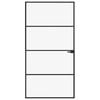 vidaXL Interior Door Black 40.2"x79.3" Tempered Glass&Aluminum Slim