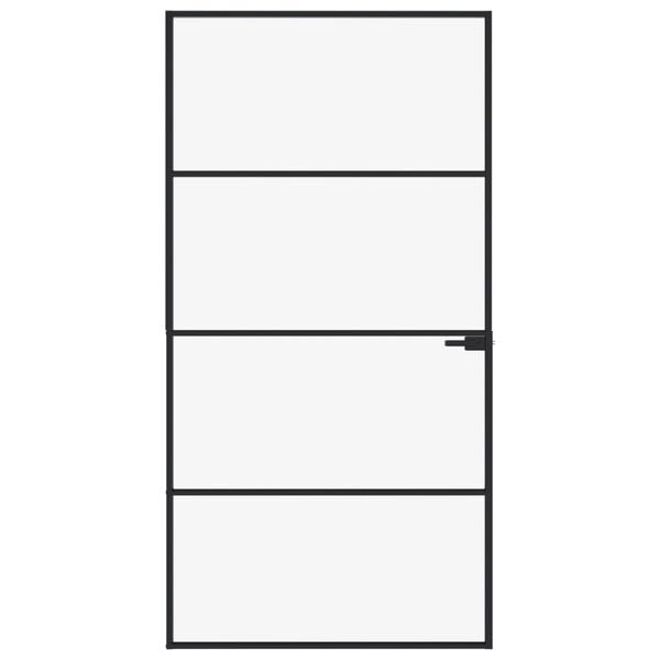 vidaXL Interior Door Black 40.2"x79.3" Tempered Glass&Aluminum Slim