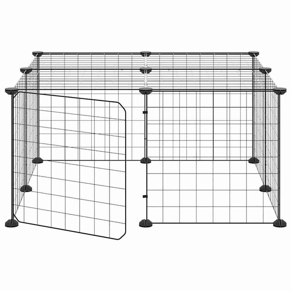 vidaXL Pet Cage Black Powder-coated steel Adjustable Expandable
