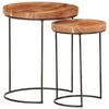 vidaXL Coffee Table Brown and black Solid Acacia wood Small and Medium