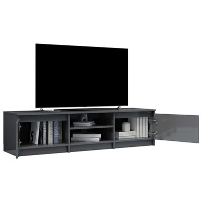vidaXL TV Stand High Gloss Gray 55.1"x15.7"x14" Engineered Wood