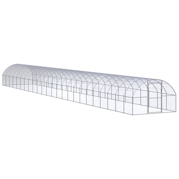 vidaXL Chicken Coop Silver Galvanized Steel 9.8 x 78.7 x 6.6 ft Durable