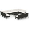 vidaXL Garden Lounge Set Black frame with cream white cushions