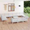 vidaXL 14 Piece Patio Lounge Set White Solid Pinewood