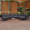 vidaXL Garden Lounge Set Black Solid Pine Wood, Fabric Large Modular