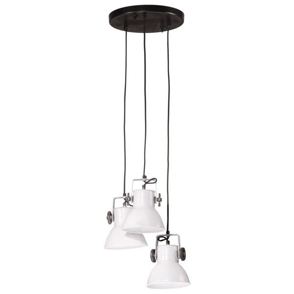 vidaXL Hanging Lamp White and Black Iron Medium Industrial