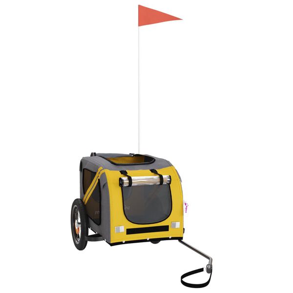 vidaXL Pet Bike Trailer Yellow Oxford fabric Medium Pet Bike Trailer