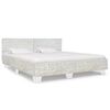 vidaXL Bed Frame Grey Mahogany wood, Mango wood, Natural rattan Super King