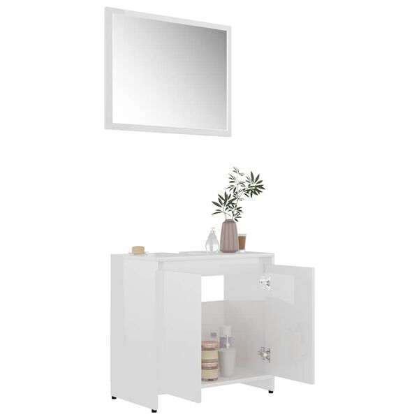 vidaXL Bathroom Furniture Set High gloss white Engineered Wood Standard