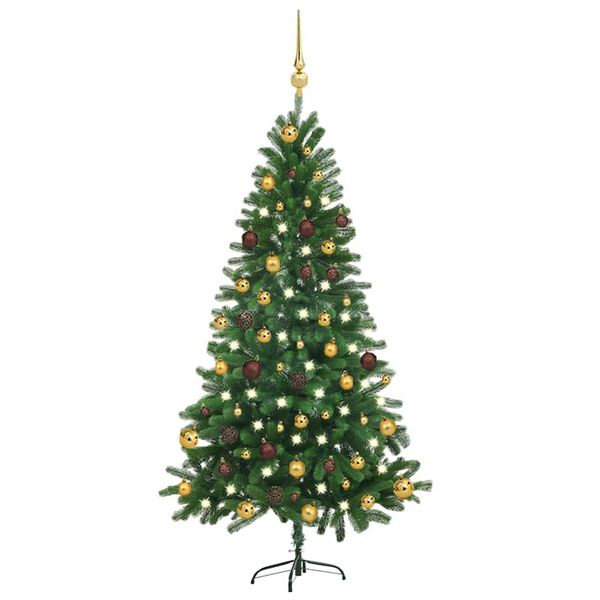 vidaXL Christmas Tree Green Polyethylene, Steel, Plastic 59.1 in
