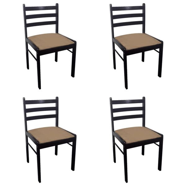 vidaXL Chair Set of 4 Brown Solid rubber wood and polyester Medium